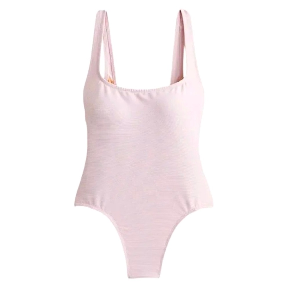 J. Crew Ribbed Squareneck One-piece Swimsuit Pale Blossom Sz 6 Retro Heritage